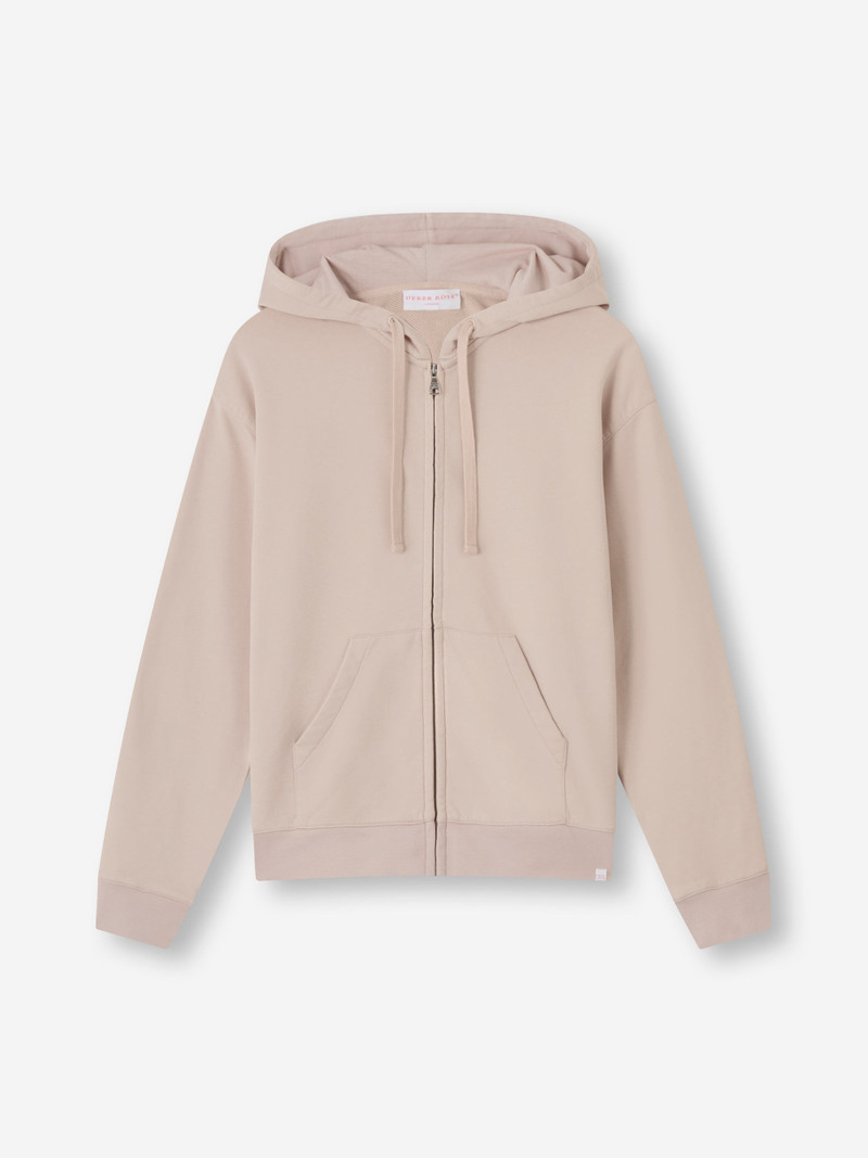 Women's Zip Up Hoodie Quinn Cotton Modal Beige Pink 5