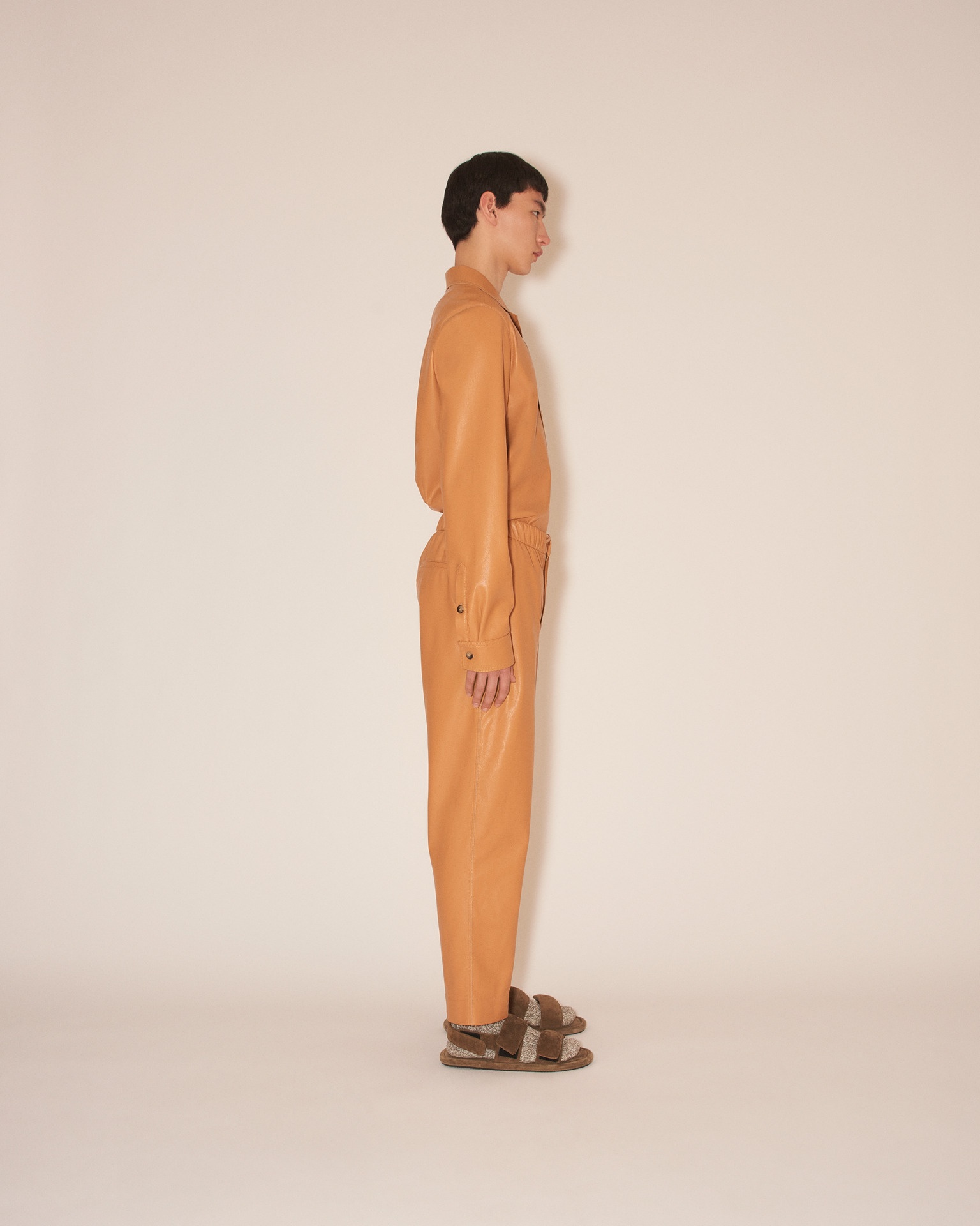 JAIN - OKOBOR™ alt-leather relaxed pants - Tan - 3