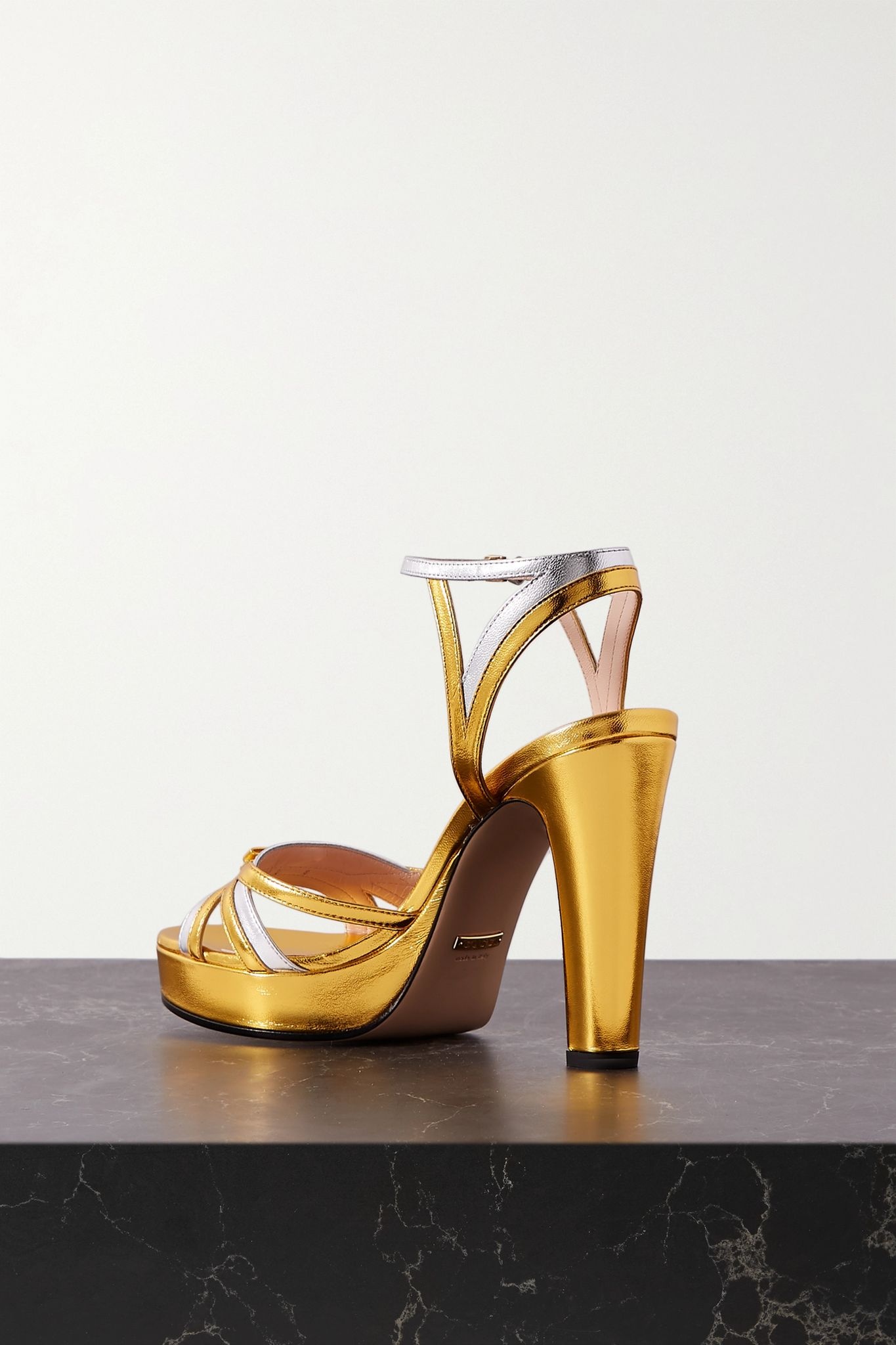 Alison two-tone metallic leather platform sandals - 4