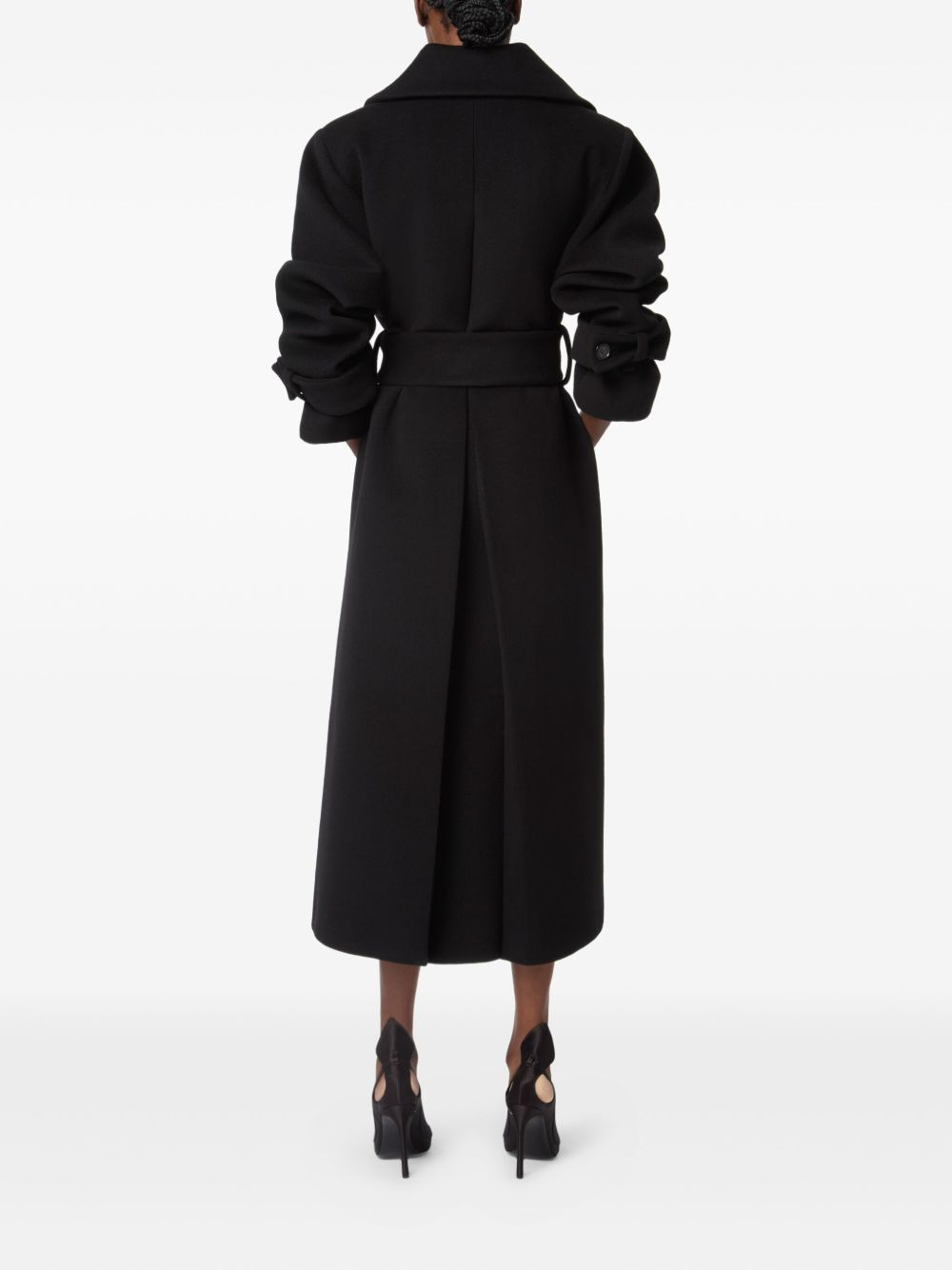 velvet-trimmed coat - 4