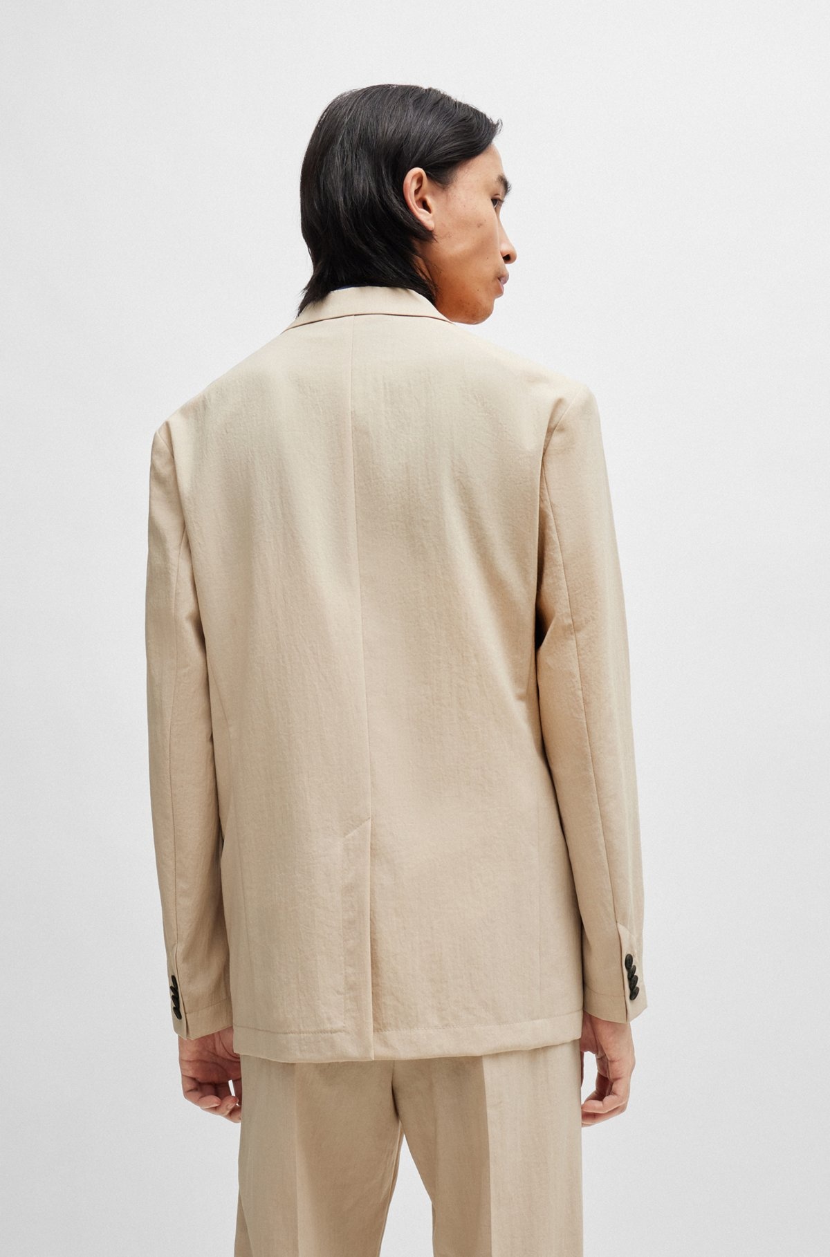 MODERN-FIT JACKET IN LINEN-LOOK FABRIC - 4