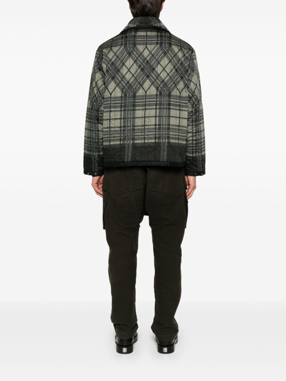 plaid-check quilted jacket - 4