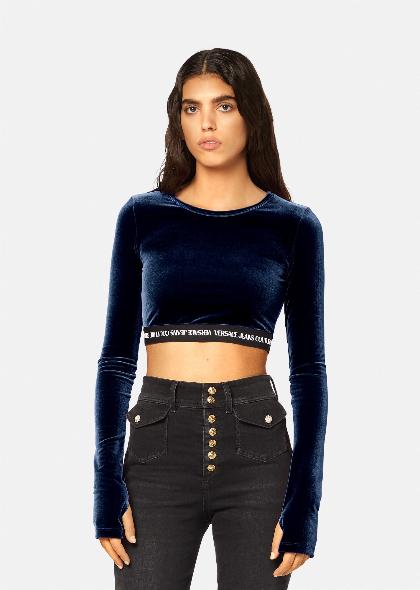 Logo Velvet Crop Top - 3