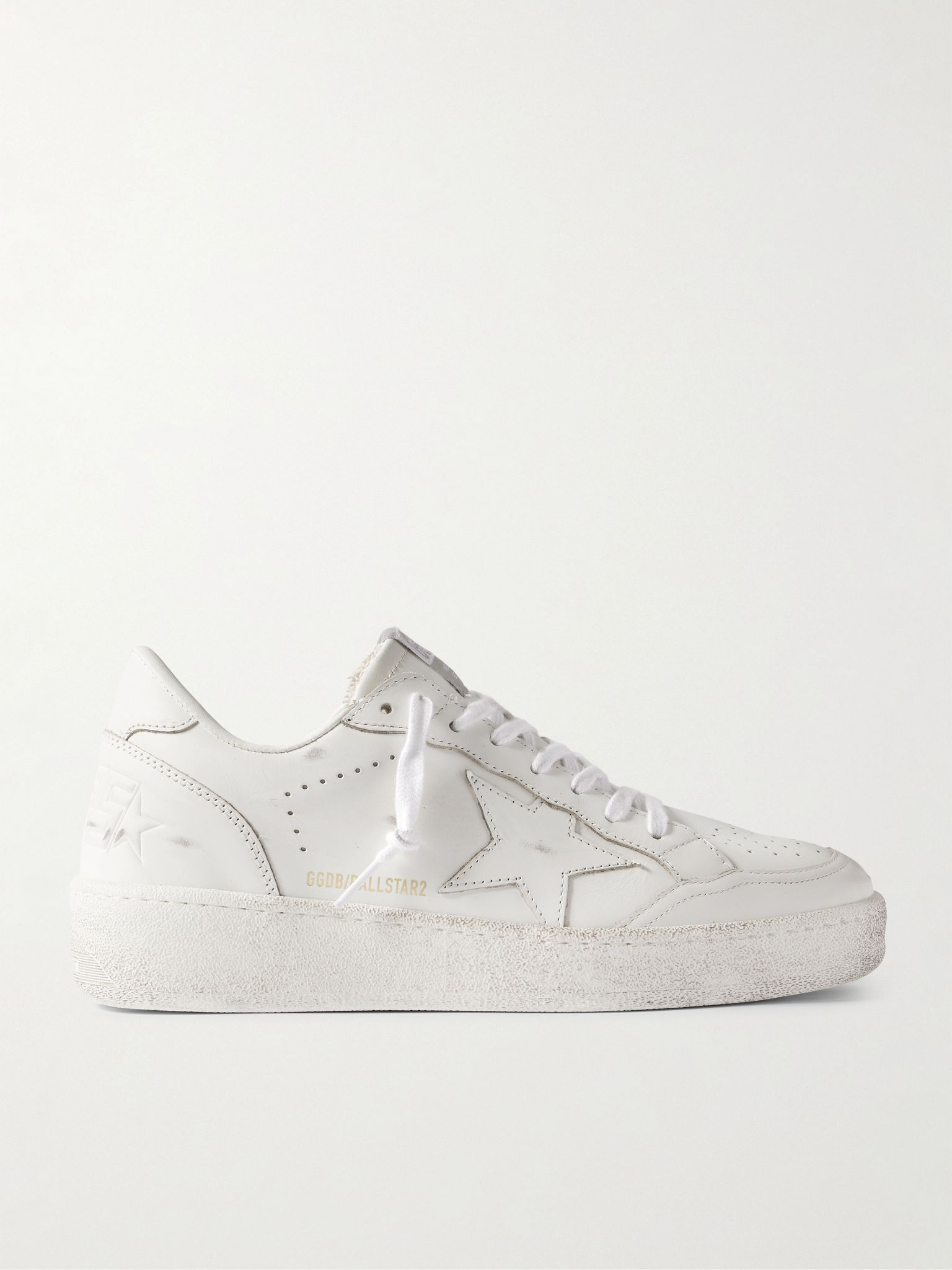 Ball Star Distressed Leather Sneakers White - 1