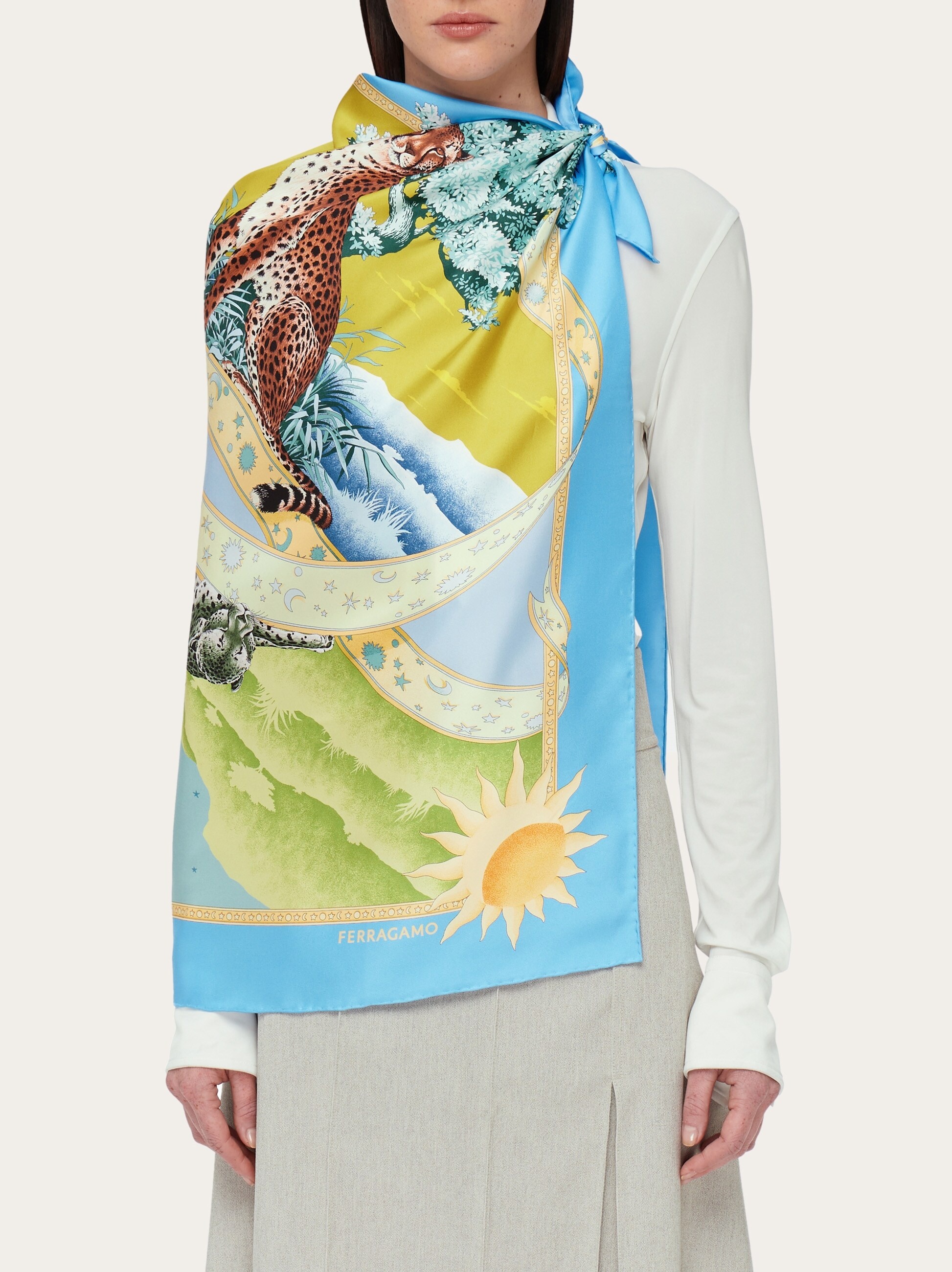 Day & Night print silk foulard - 3