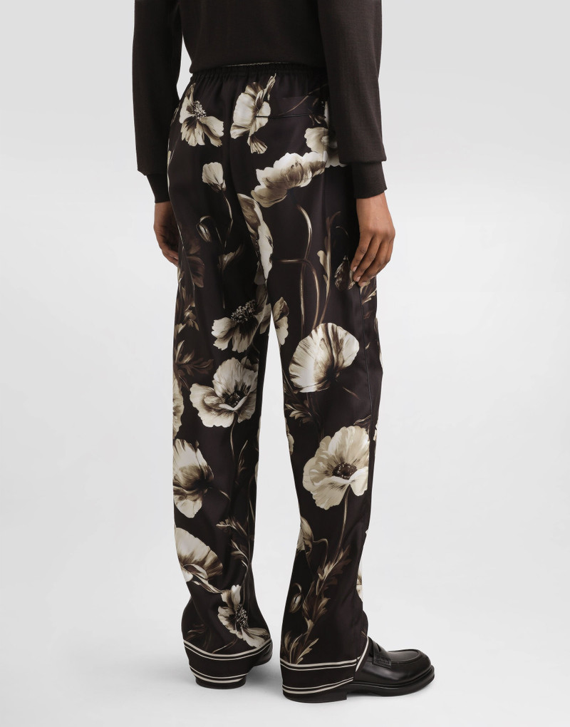 Dolce & Gabbana Poppy-print silk twill trousers outlook