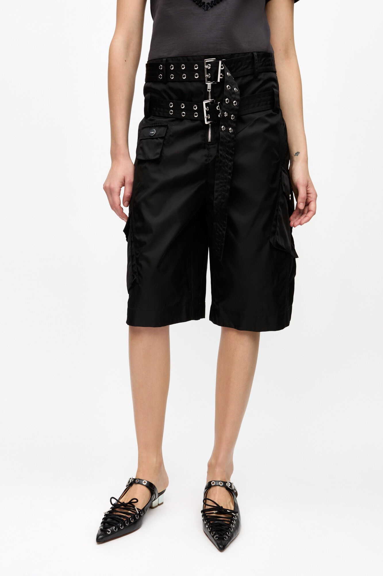 BLACK DUCHESSE NYLON POCKET SHORTS - 3