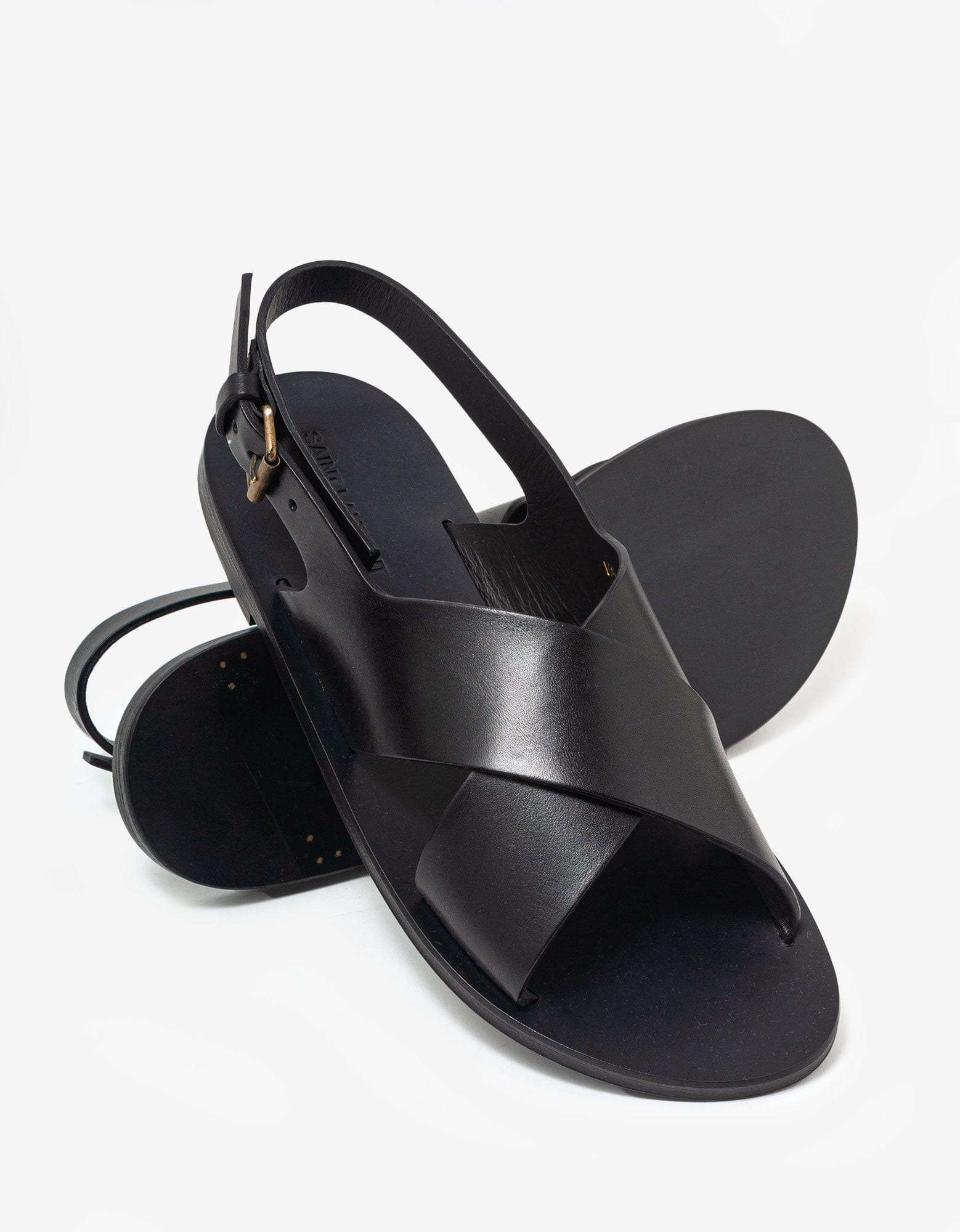 Saint Laurent Black Mojave Leather Sandals - 5