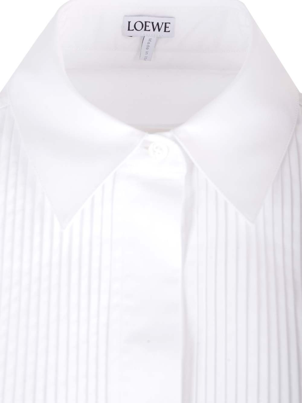White Pleated Cotton Shirt Shirts White - 4