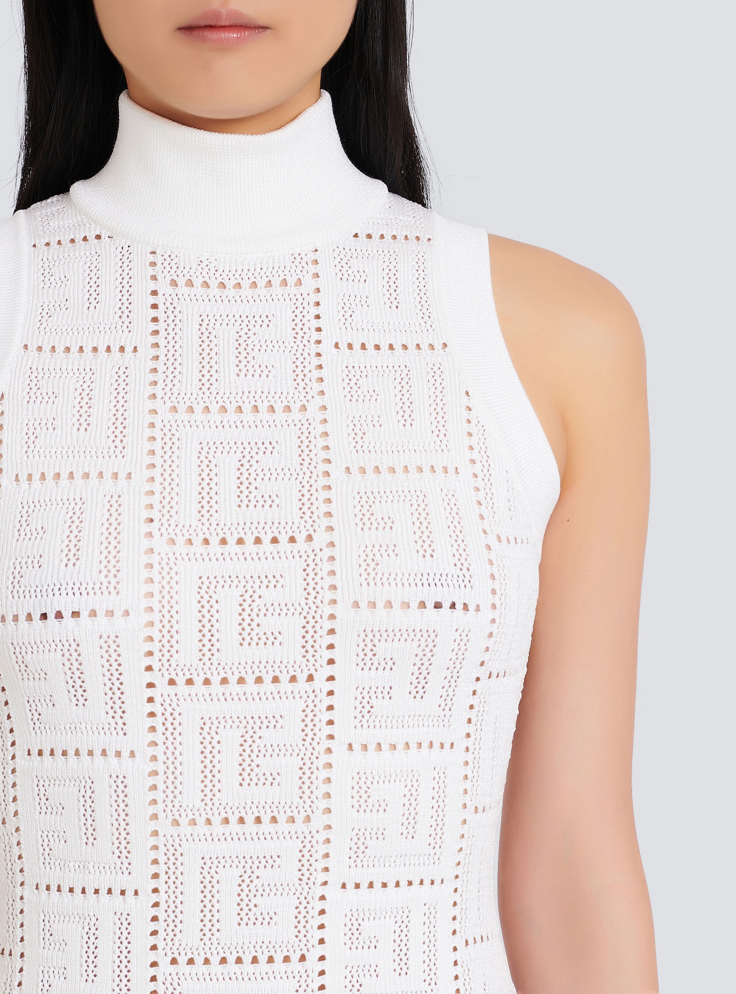 Short eco-designed knit dress with Balmain monogram - 2