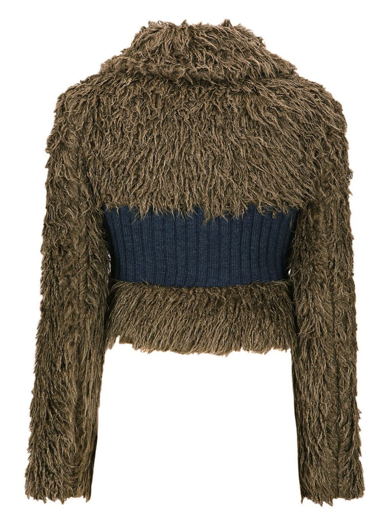 Olga belted panelled shearling cardigan 5