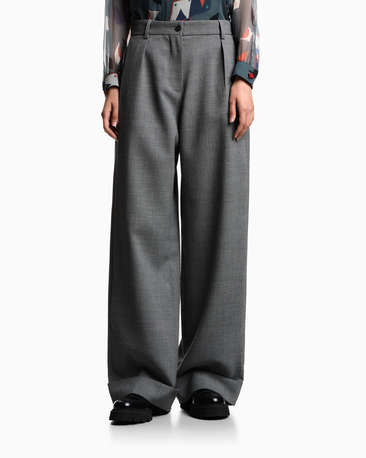 MOULINÉ WOOL CRÊPE TROUSERS WITH DARTS - 4
