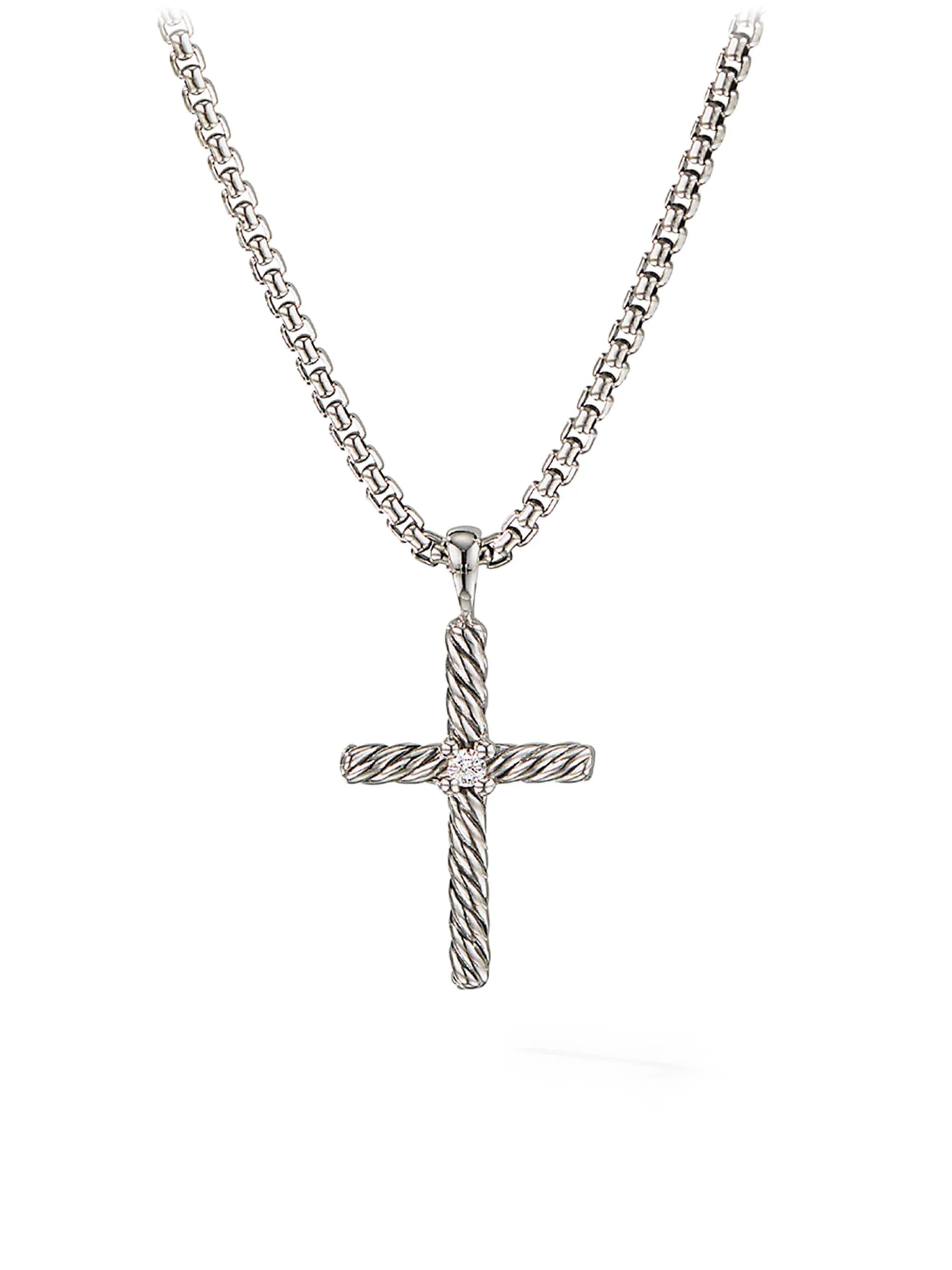 Women's Cable Classics Cross Diamond Necklace - Silver - 1