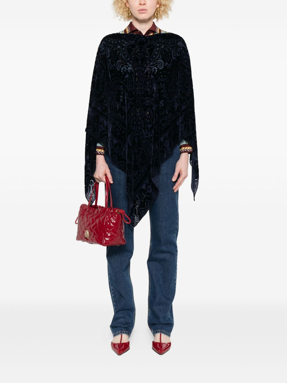 paisley-velvet poncho - 2