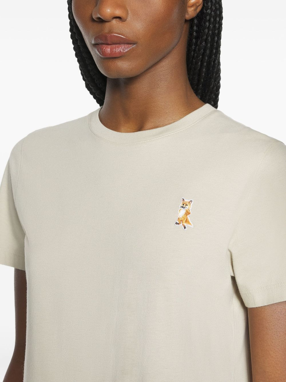 fox-embroidered cotton T-shirt - 4