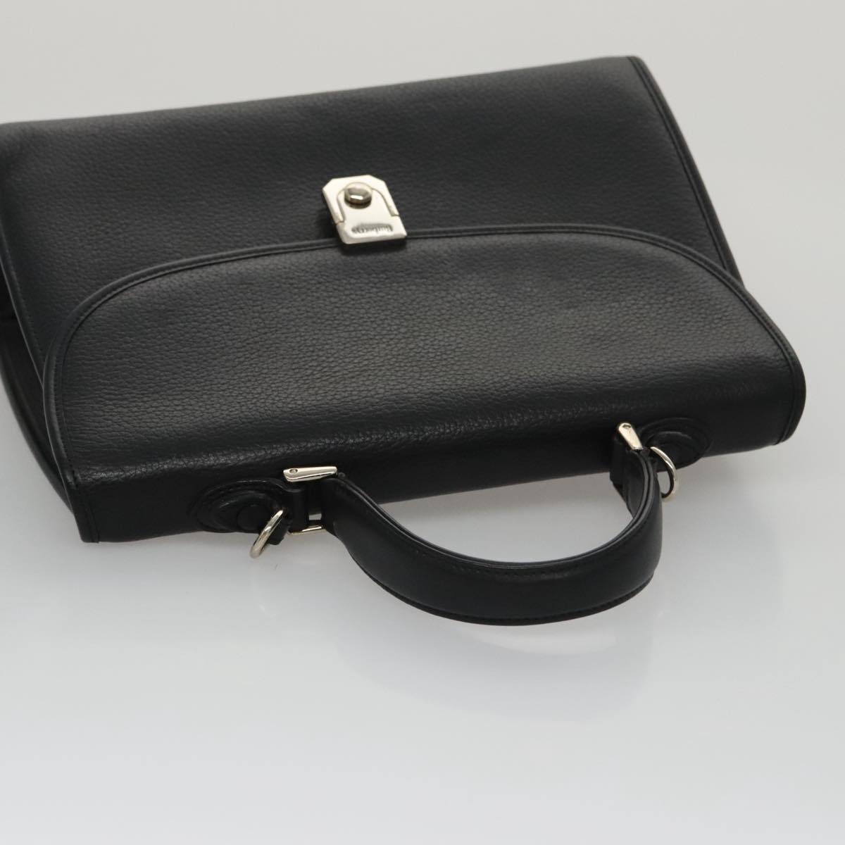 Burberry Hand Bag Leather Black Silver - 6