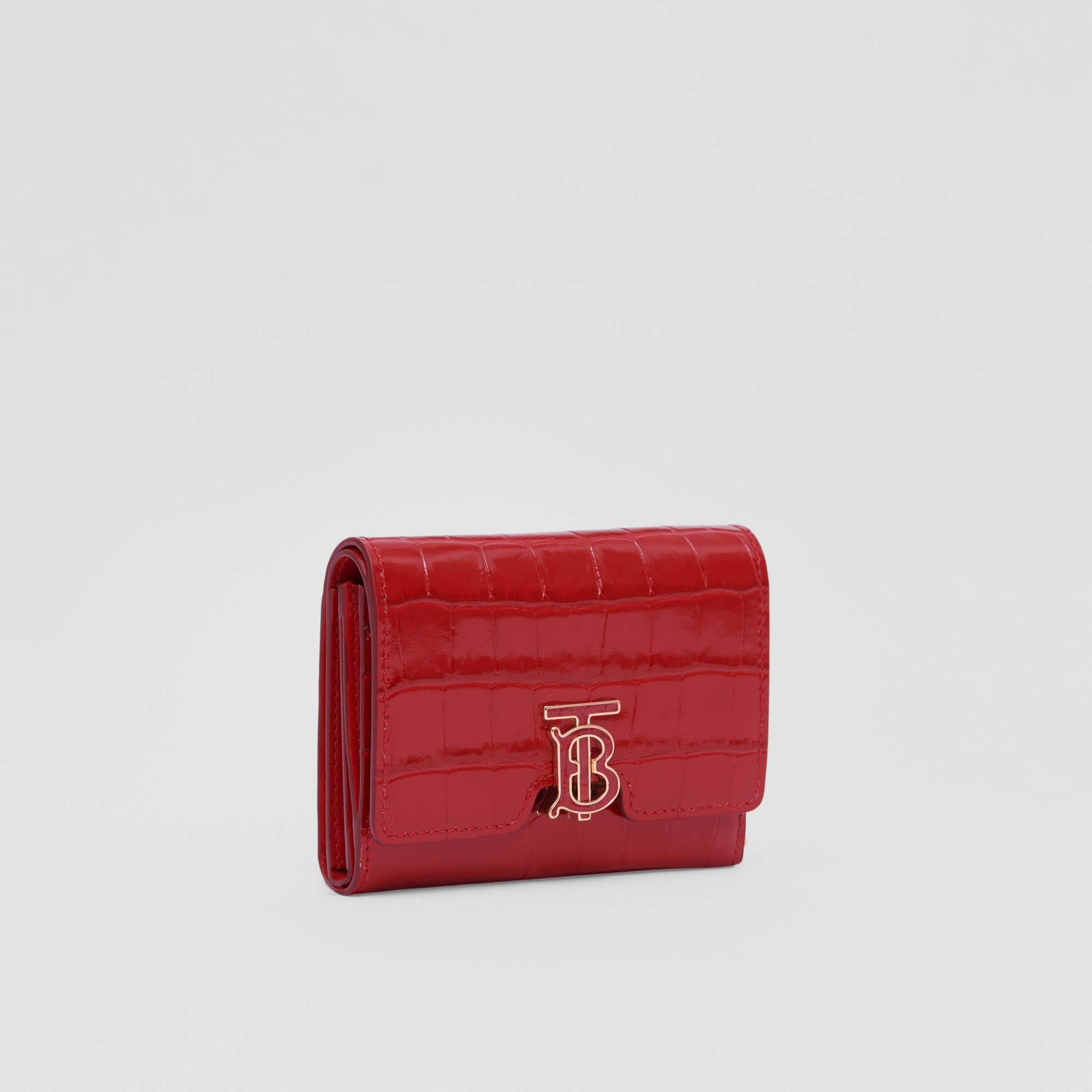 Embossed Leather TB Compact Wallet - 4