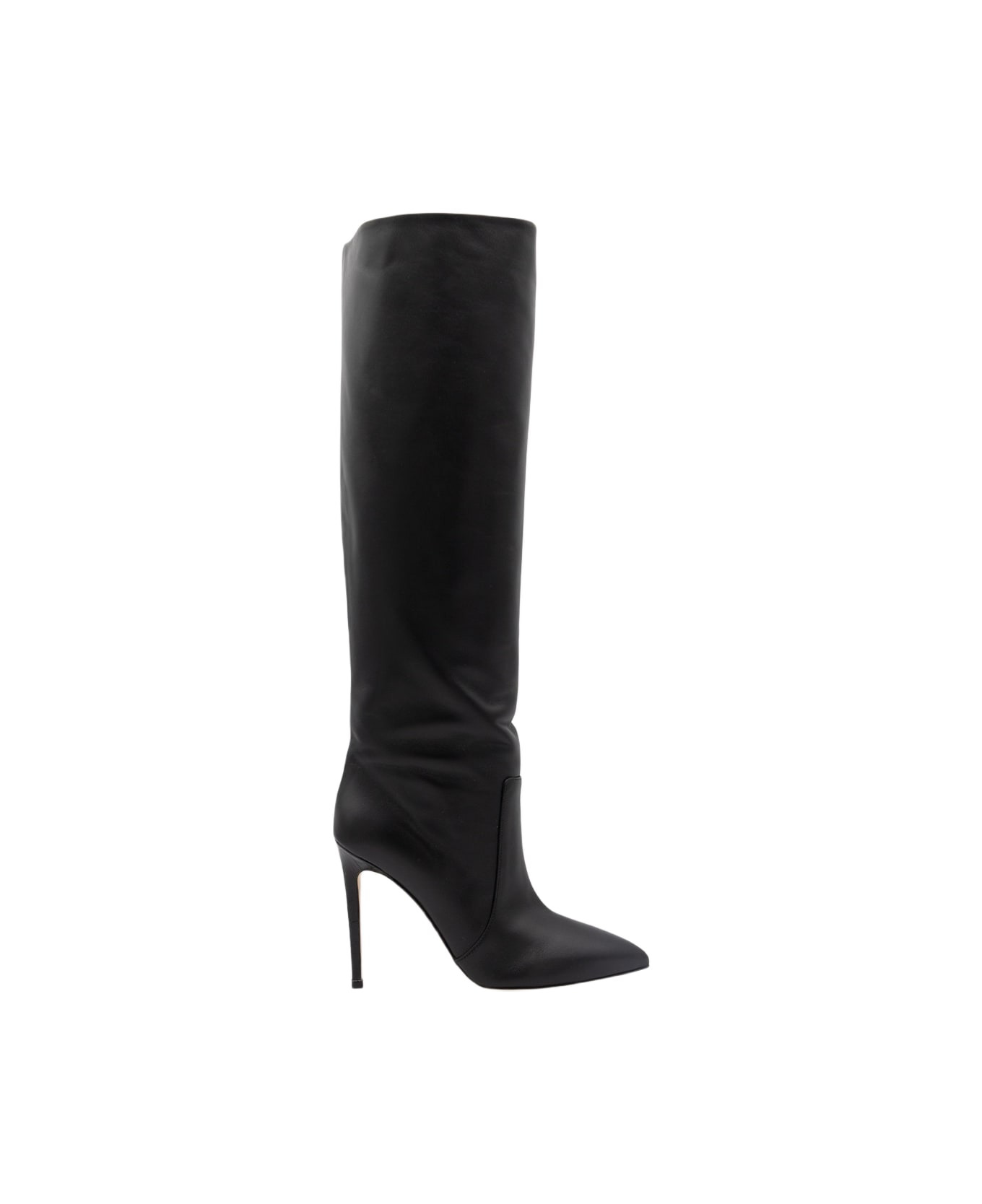 Black Leather Stiletto Boots - 1