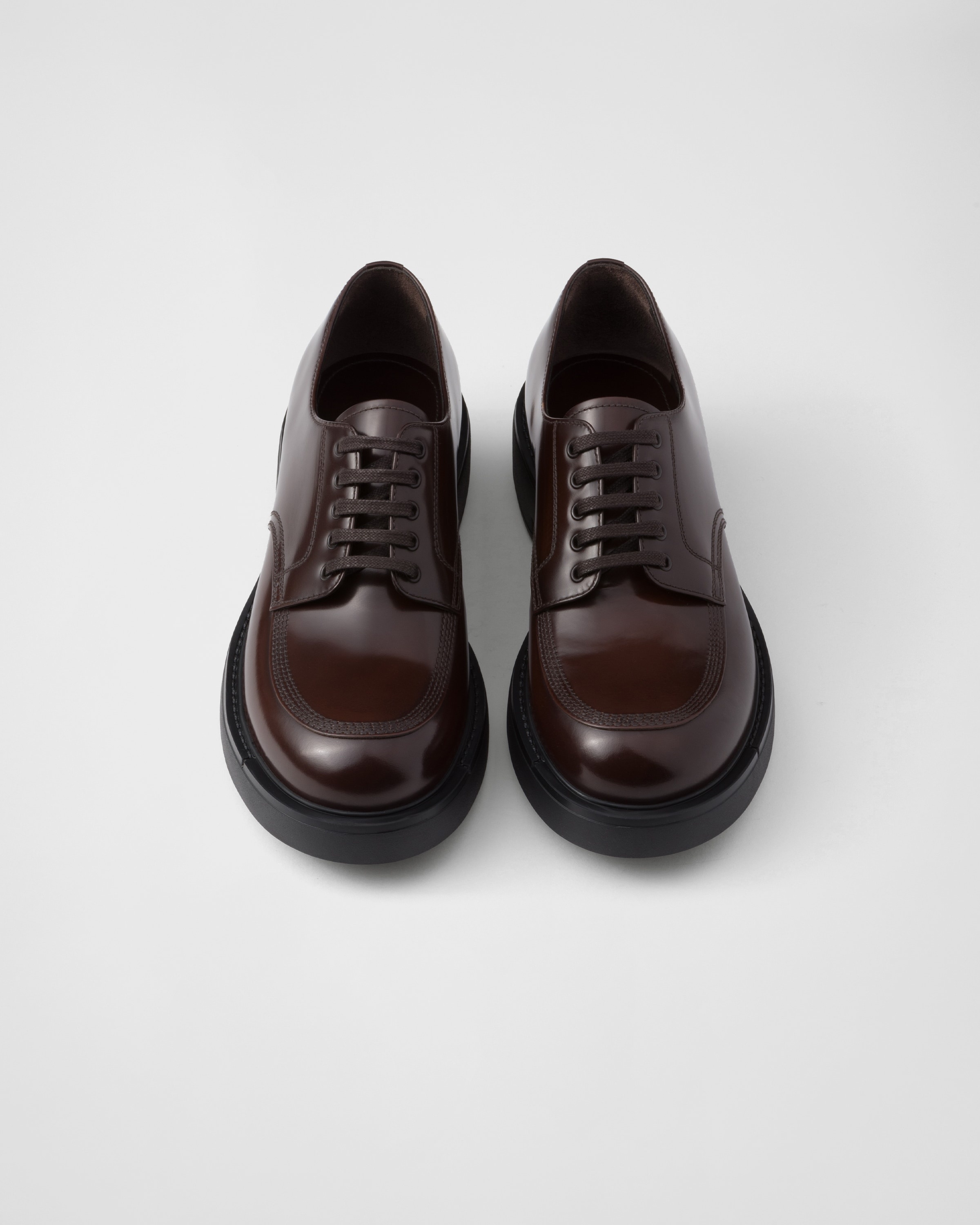 Brushed leather derby shoes - 3