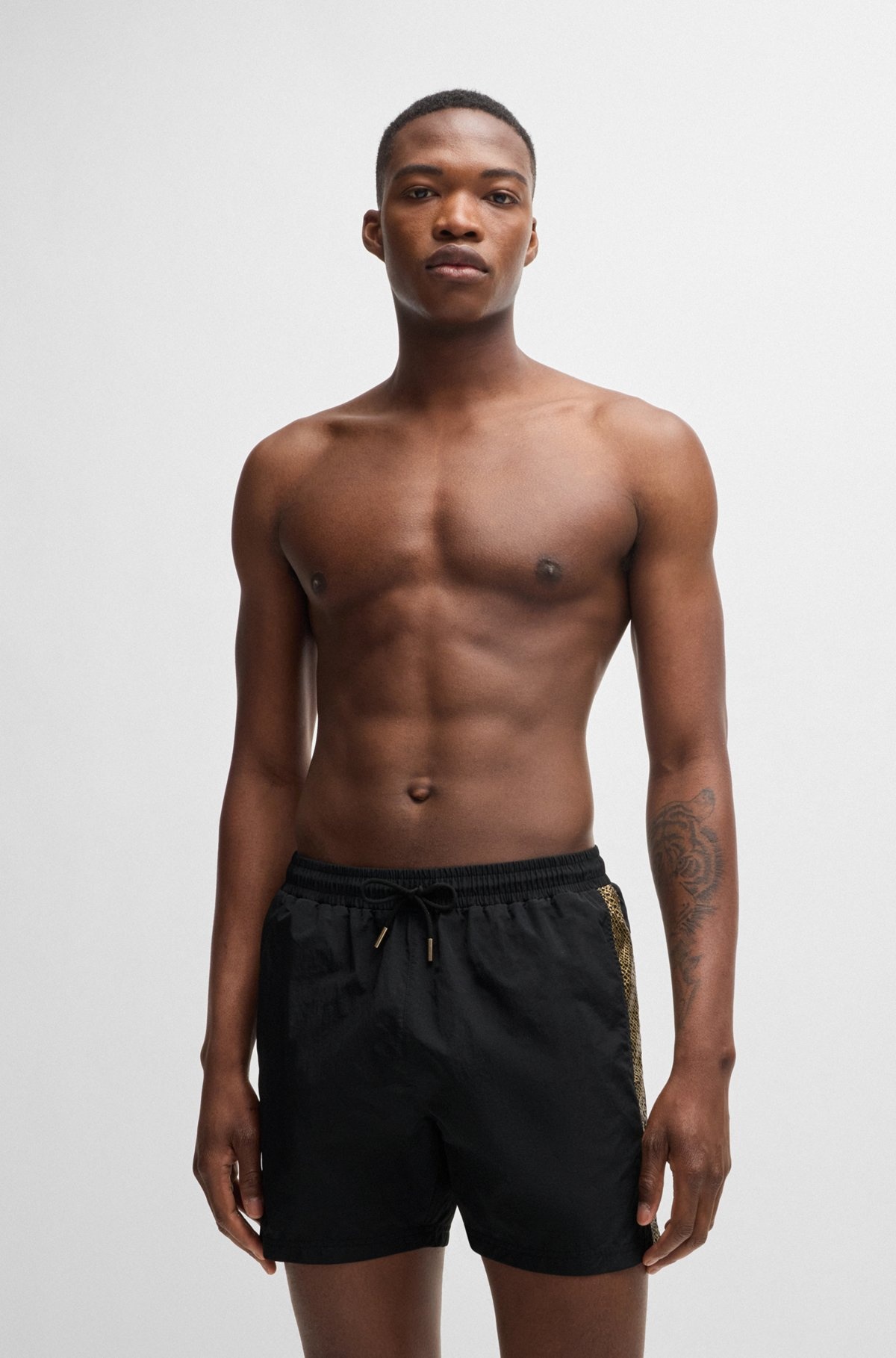 QUICK-DRYING SWIM SHORTS WITH METALLIC LOGO - 2