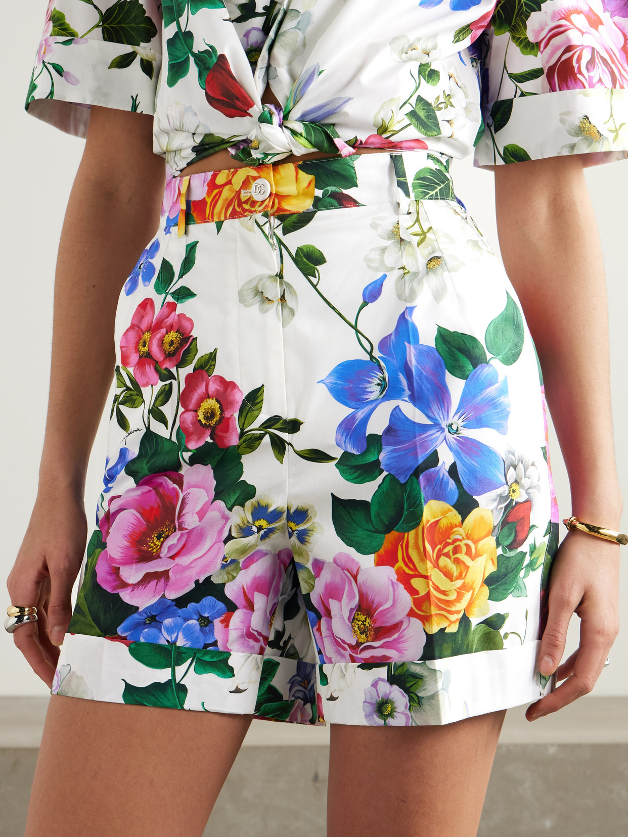 Floral-print Cotton-poplin Shorts - 4