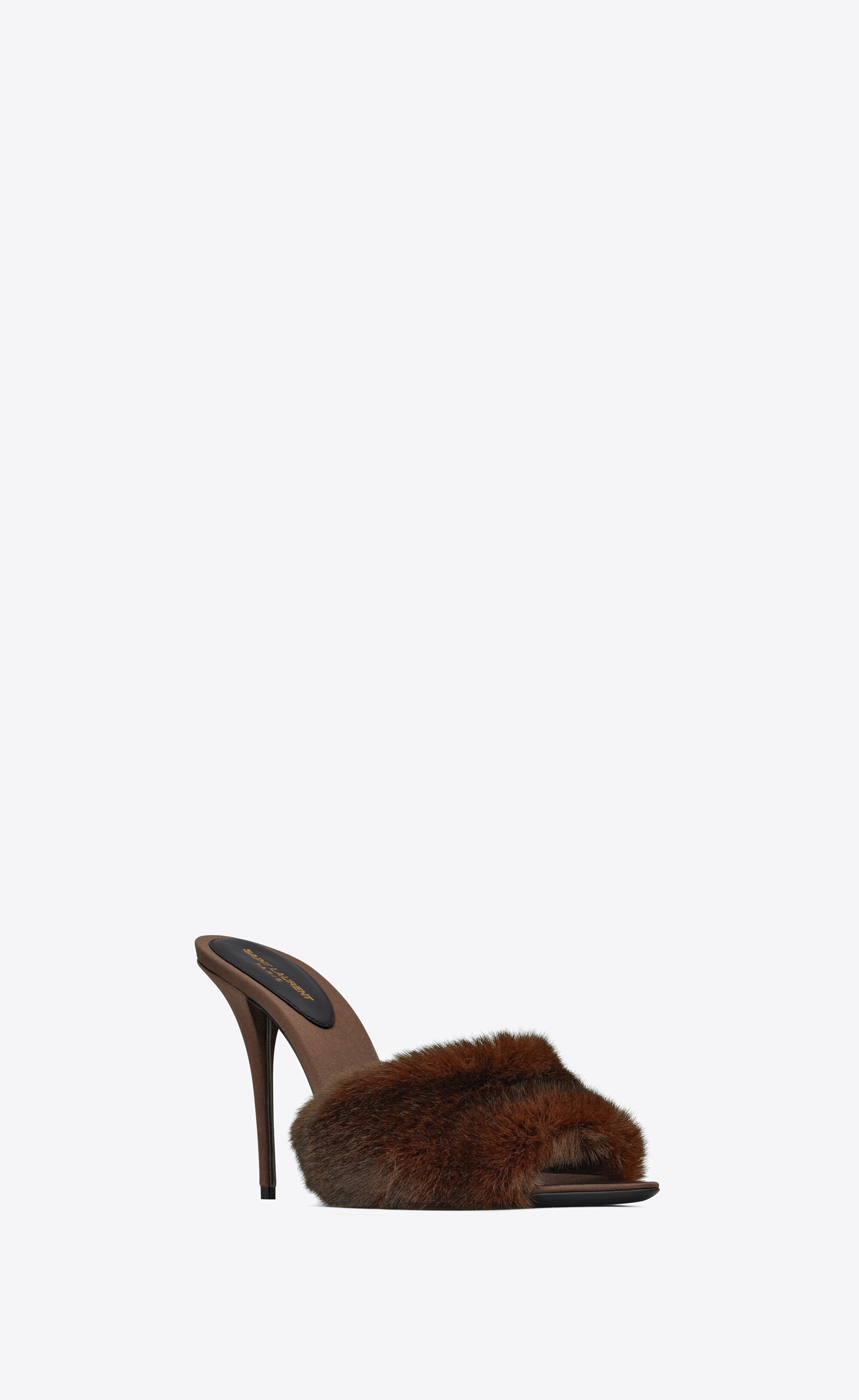 la 16 heeled mules in animal free-fur and smooth leather - 3