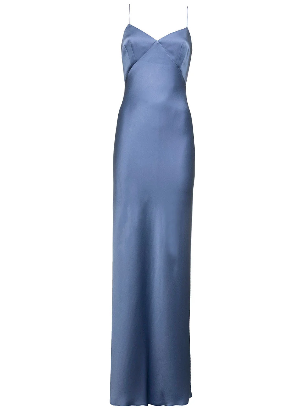 Max Mara Women Long Light Blue Slip Dress In Acetate Blend Woman - 1