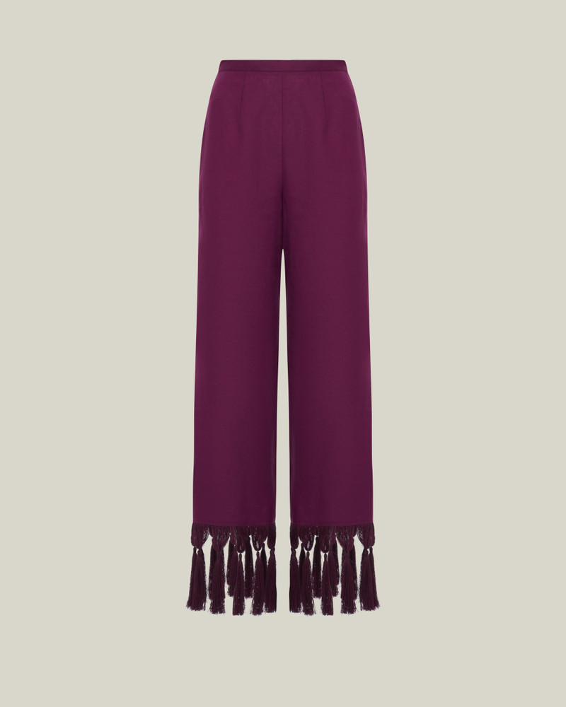 Marlino Fringed Pants in Plum 1