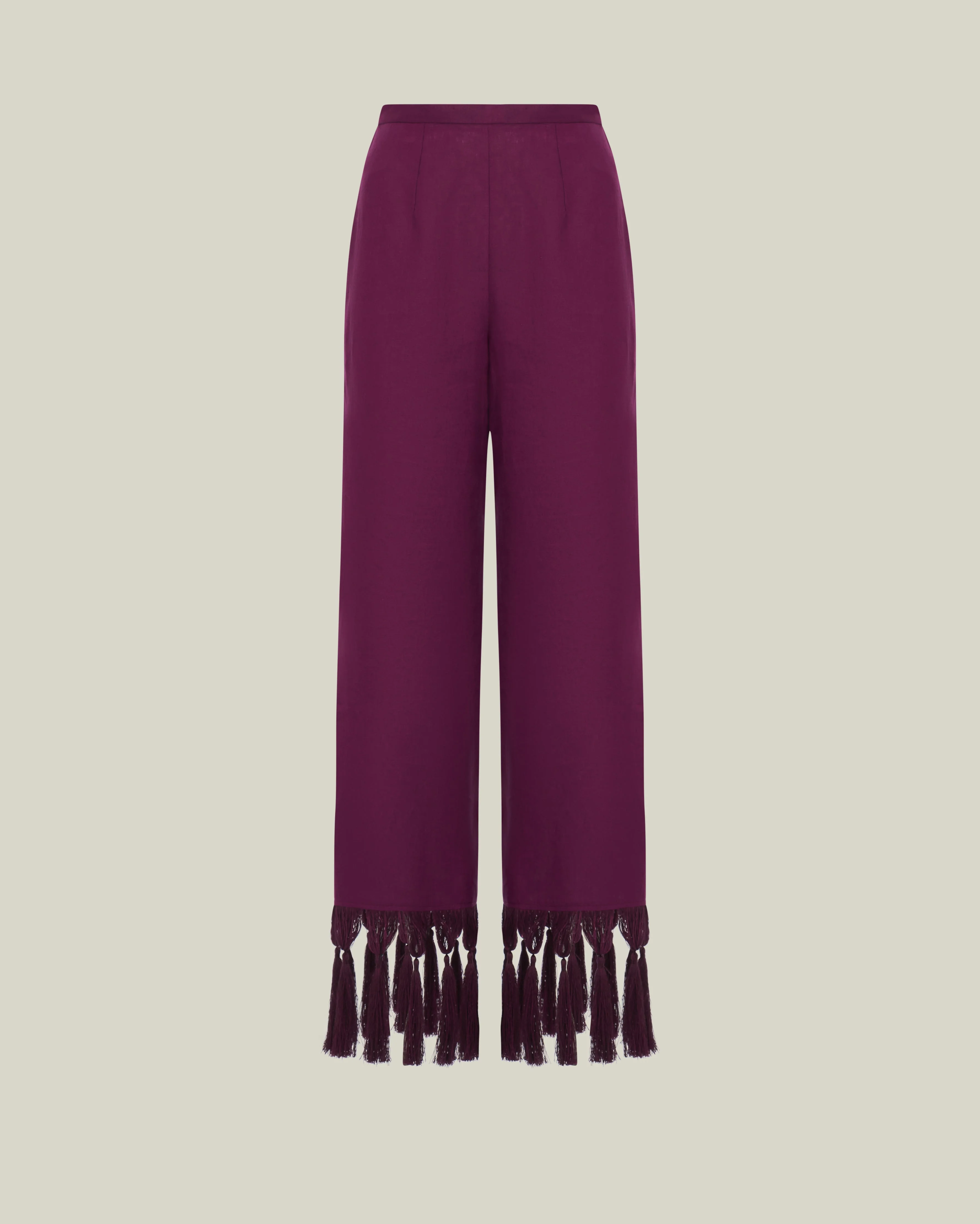 Marlino Fringed Pants in Plum - 1