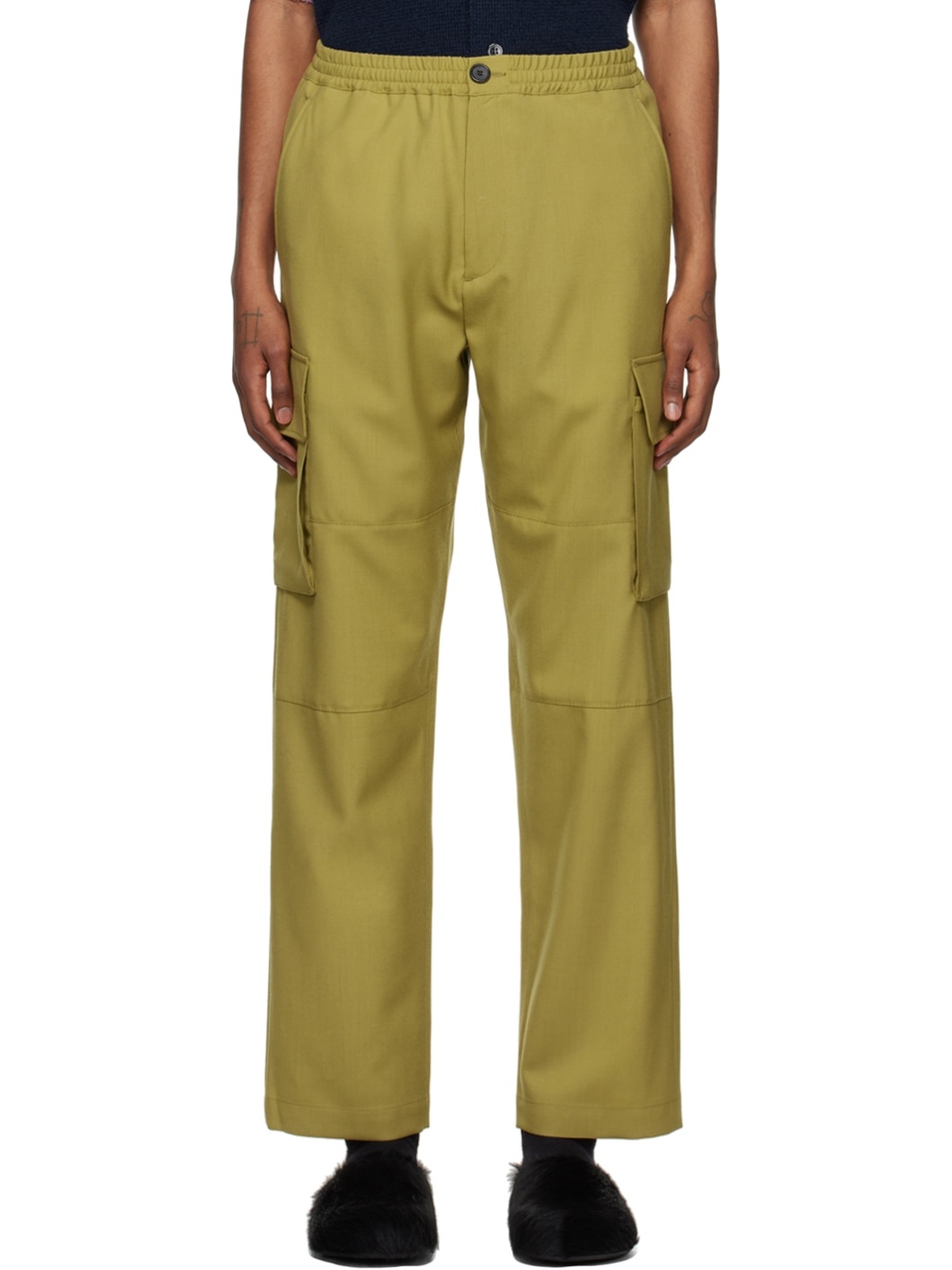 Green Drawstring Cargo Pants - 1