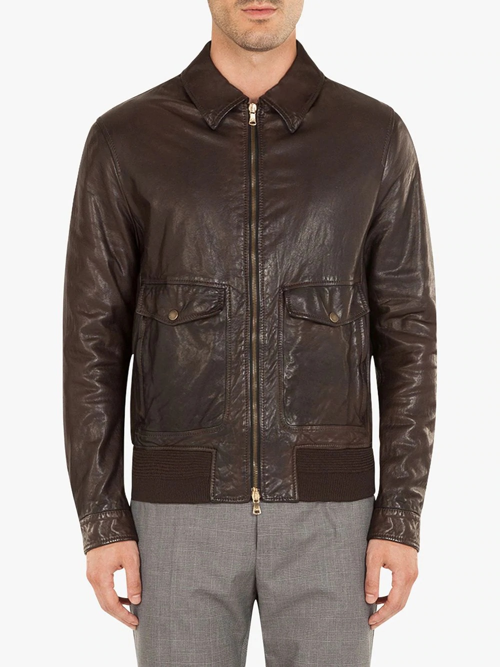 washed leather jacket - 3