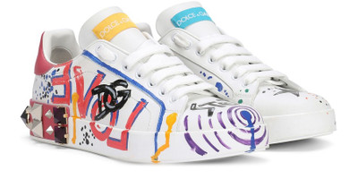 Dolce & Gabbana Calfskin Portofino sneakers with lettering outlook