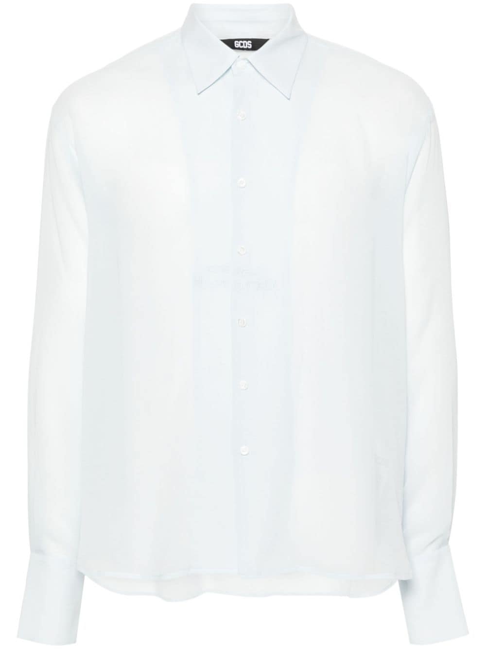 logo-embroidered silk shirt - 1