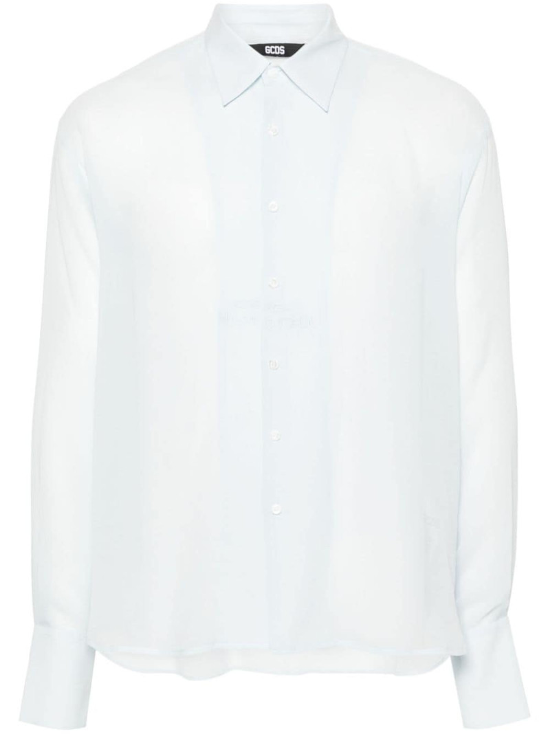 logo-embroidered silk shirt 1