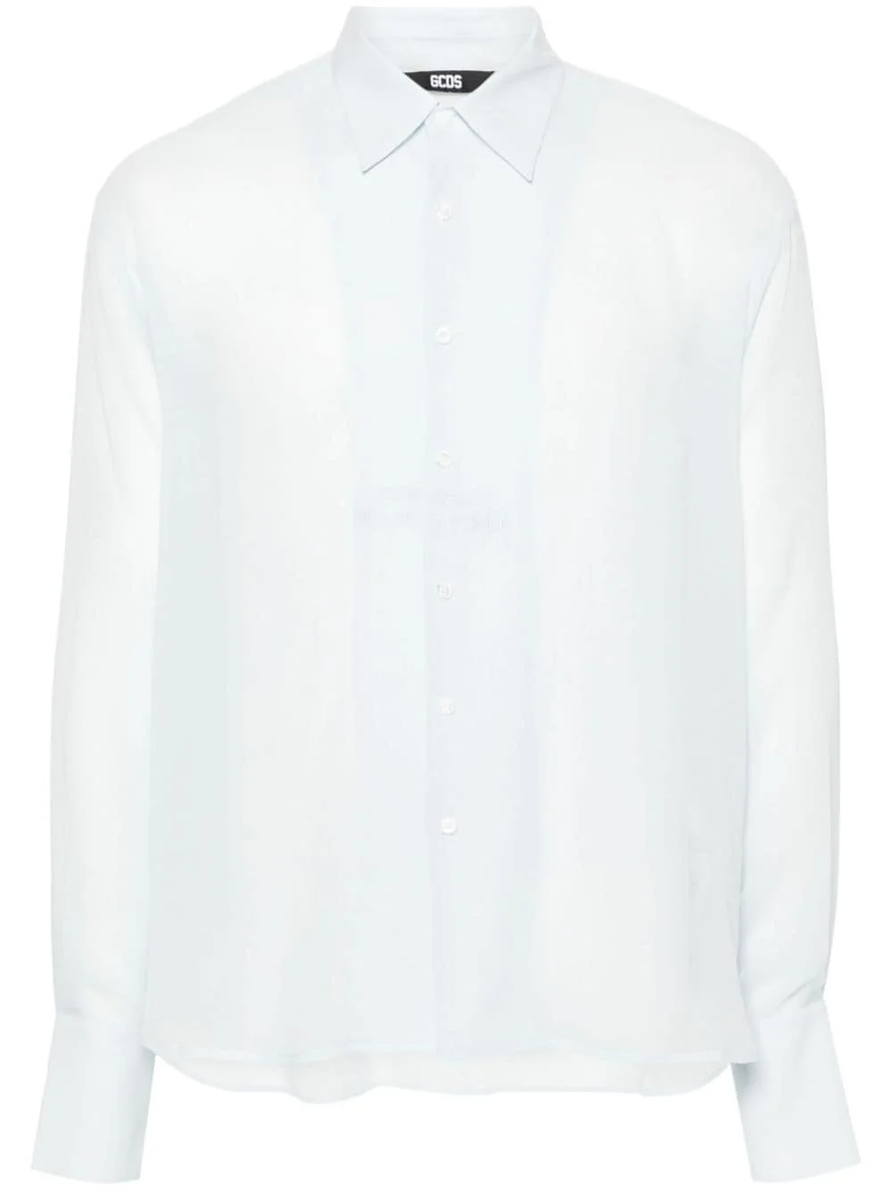 logo-embroidered silk shirt - 1