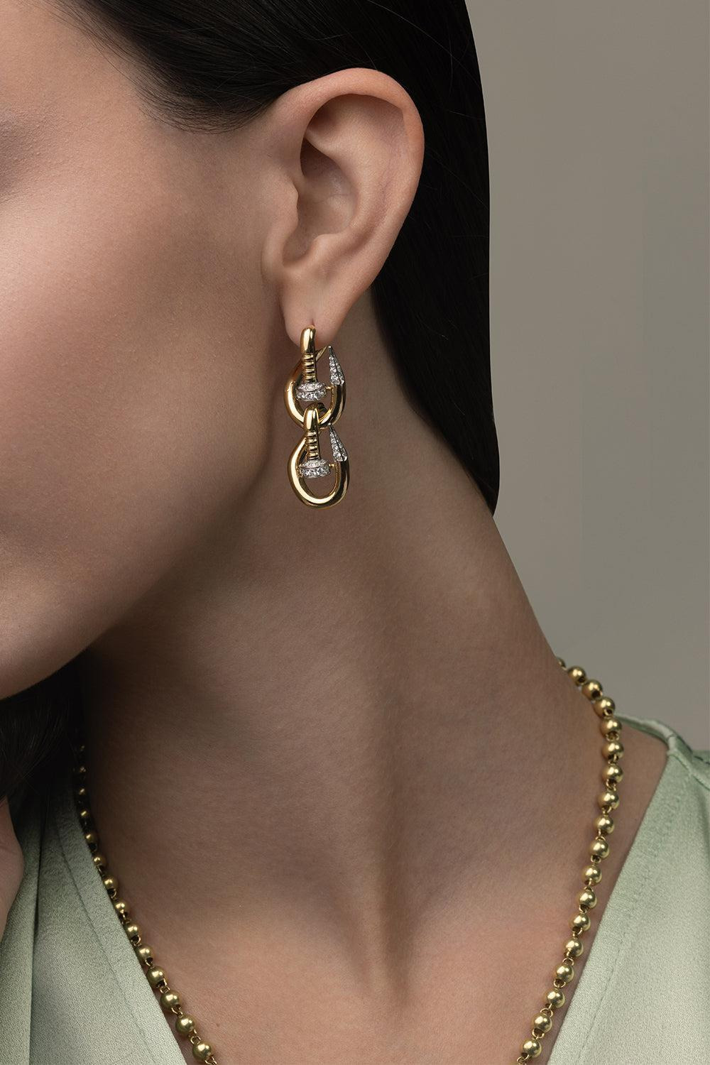 Double Bent Nail Diamond Earrings - 3