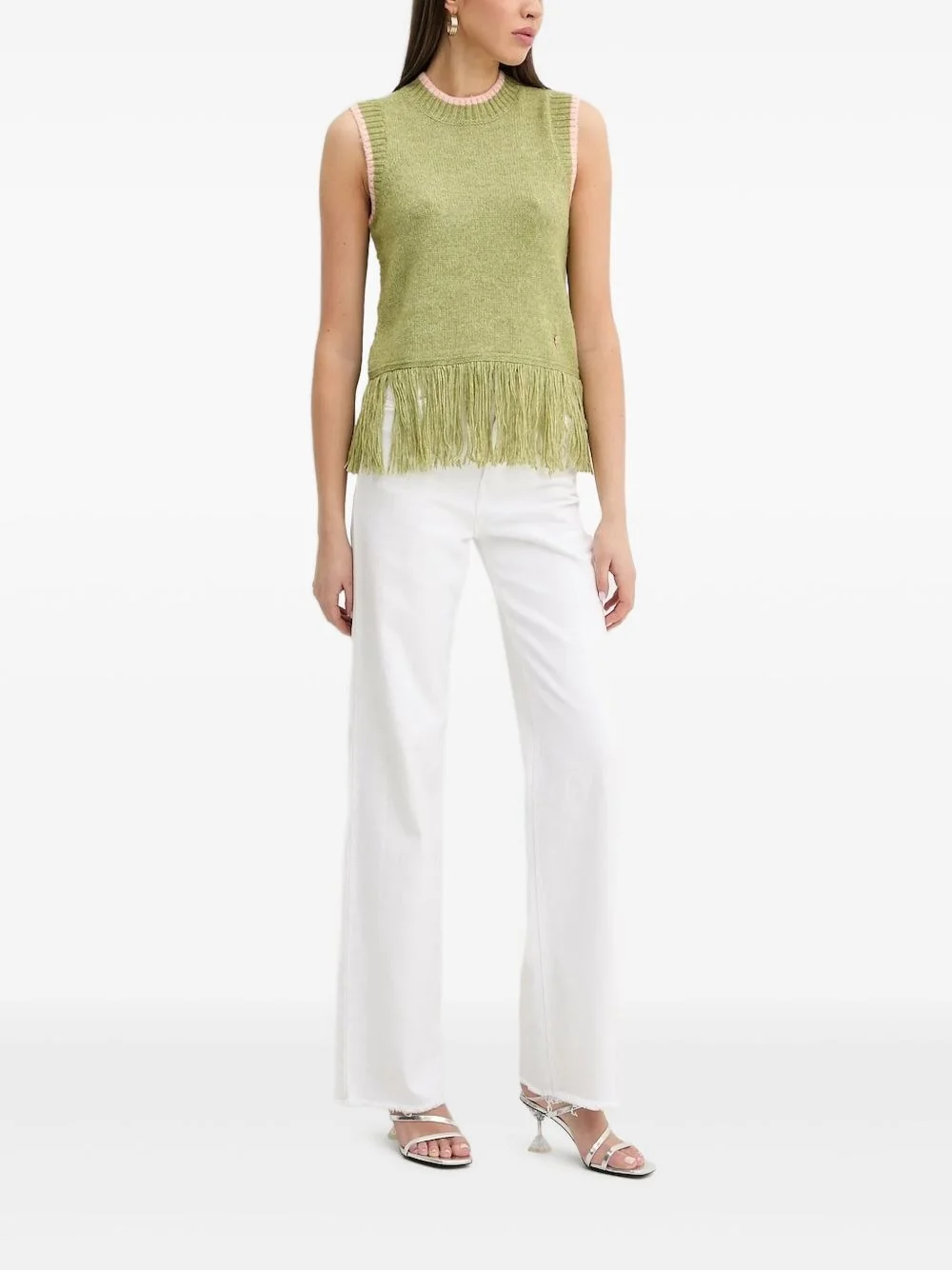 fringe-trimmed sleeveless top - 1