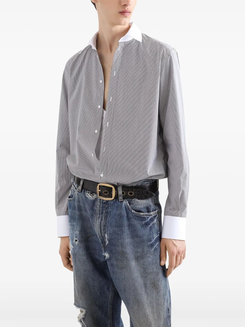Dolce & Gabbana Men Striped Cotton Shirt - 5