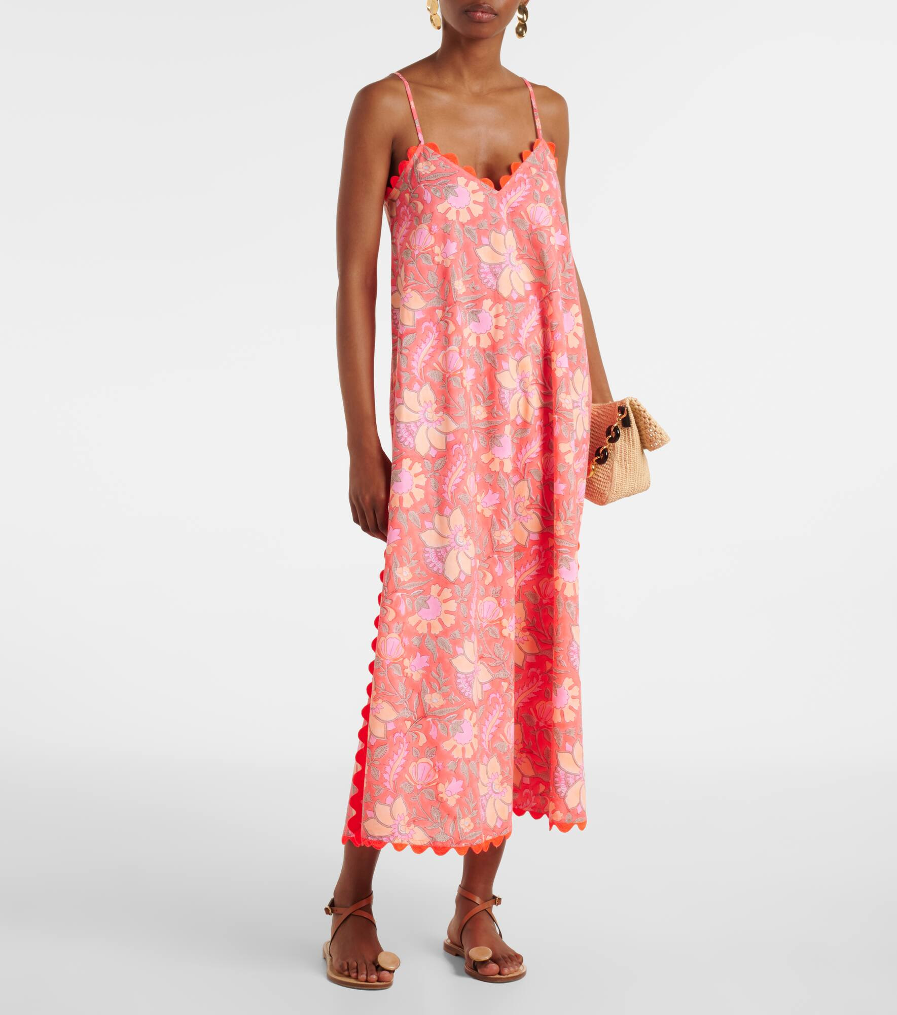 Floral scalloped cotton slip dress - 2