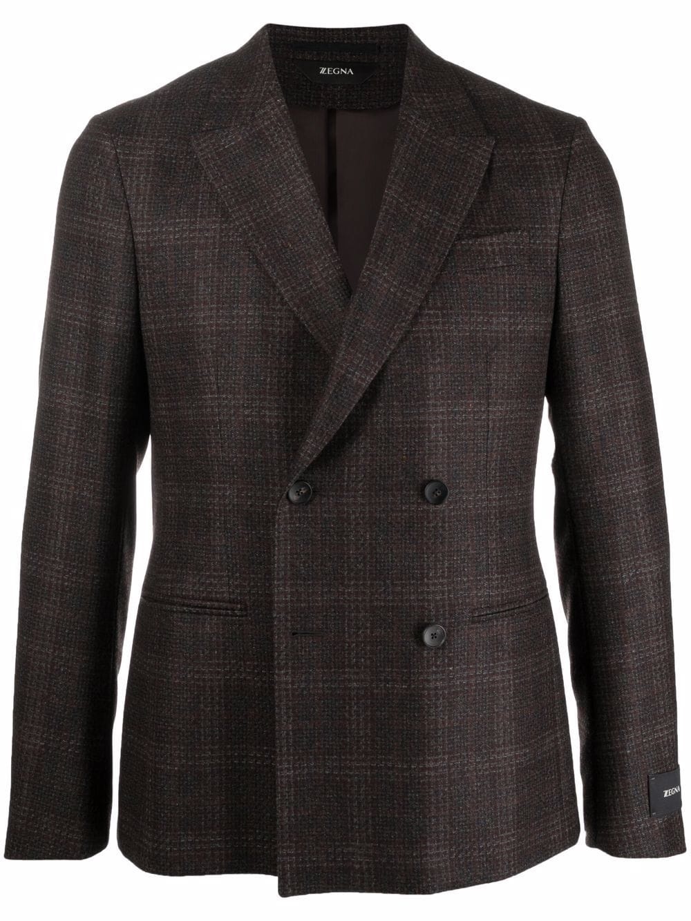 checked double-breasted blazer - 1