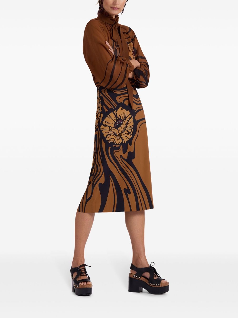 floral-print pencil skirt - 2