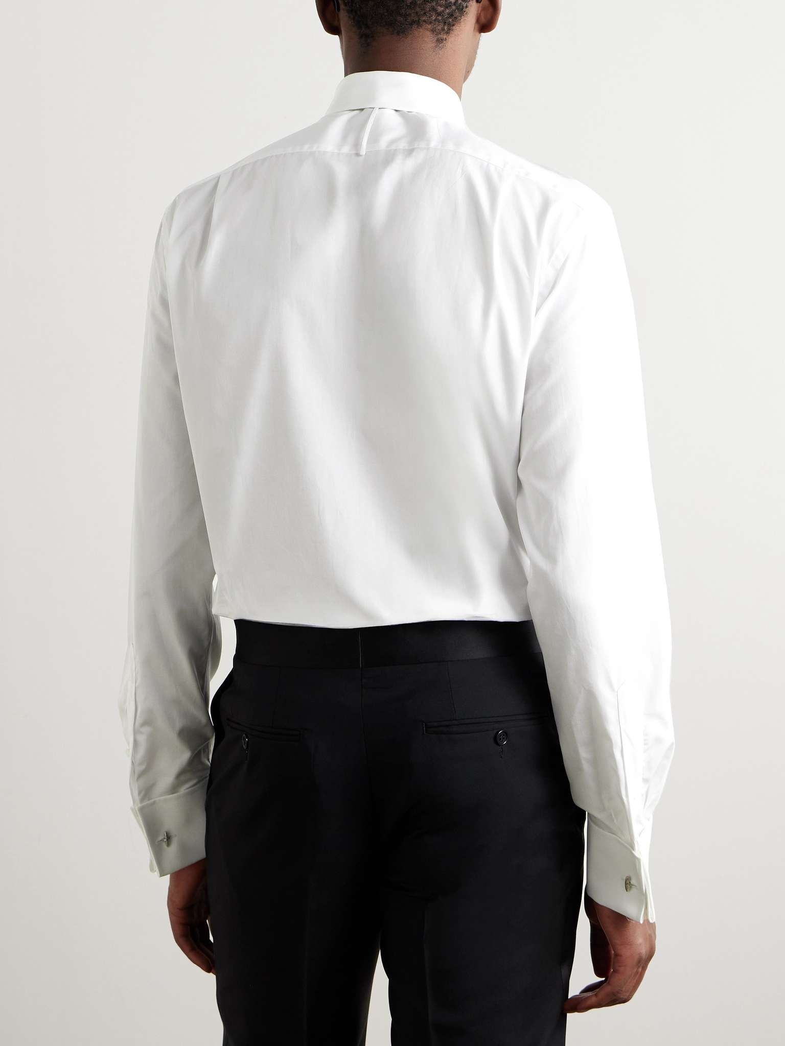 Double-Cuff Bib-Front Cotton-Poplin Shirt - 4
