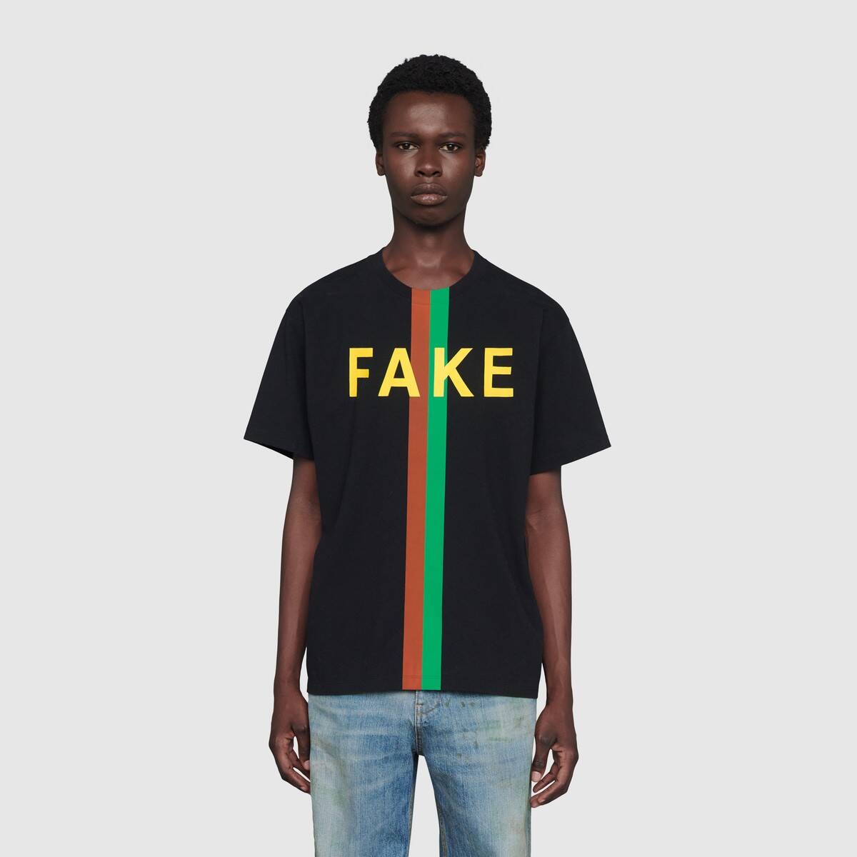 'Fake/Not' print oversize T-shirt - 4