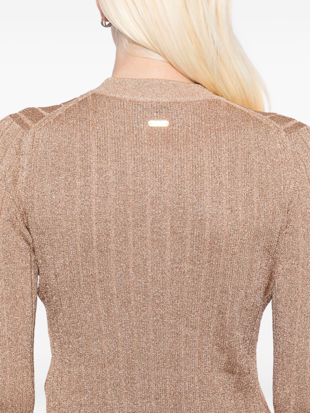 metallic-threading cardigan - 5