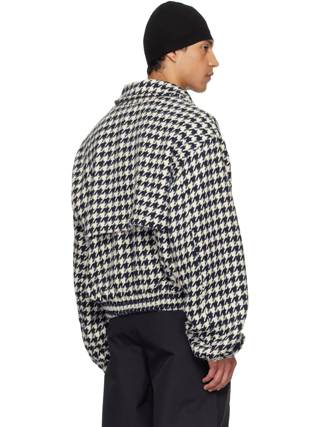 Navy & White Houndstooth Storm Flap Jacket - 3