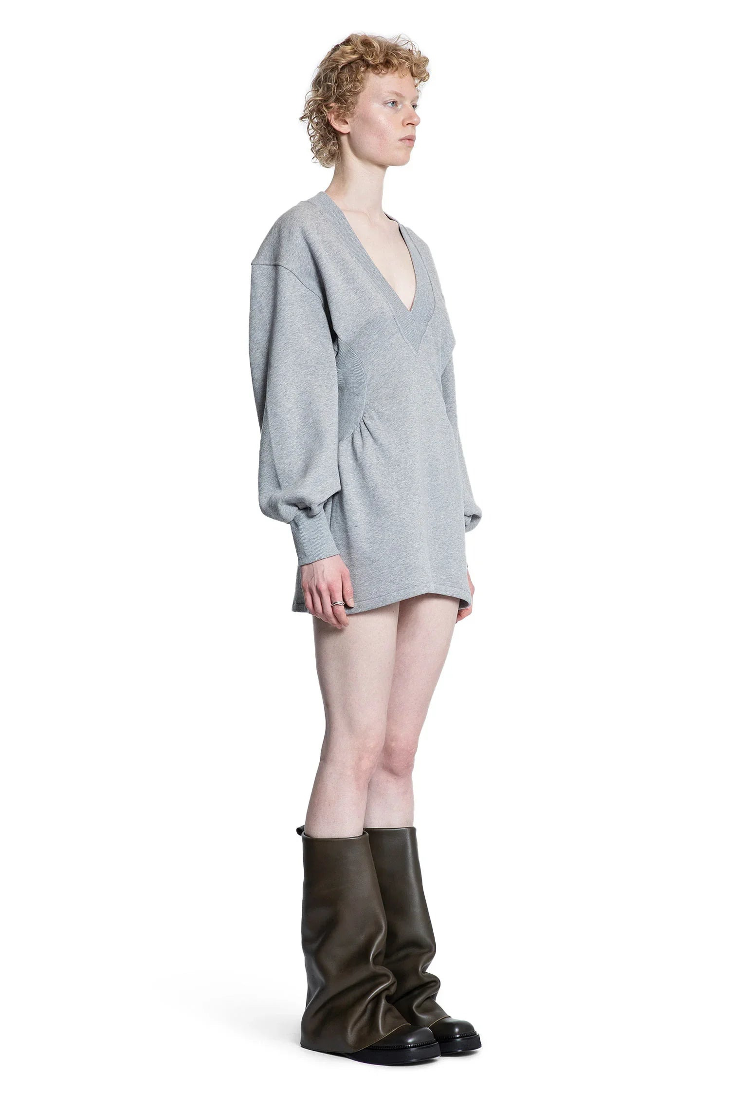Cotton-Jersey-V-Neck-Mini-Dress - 2