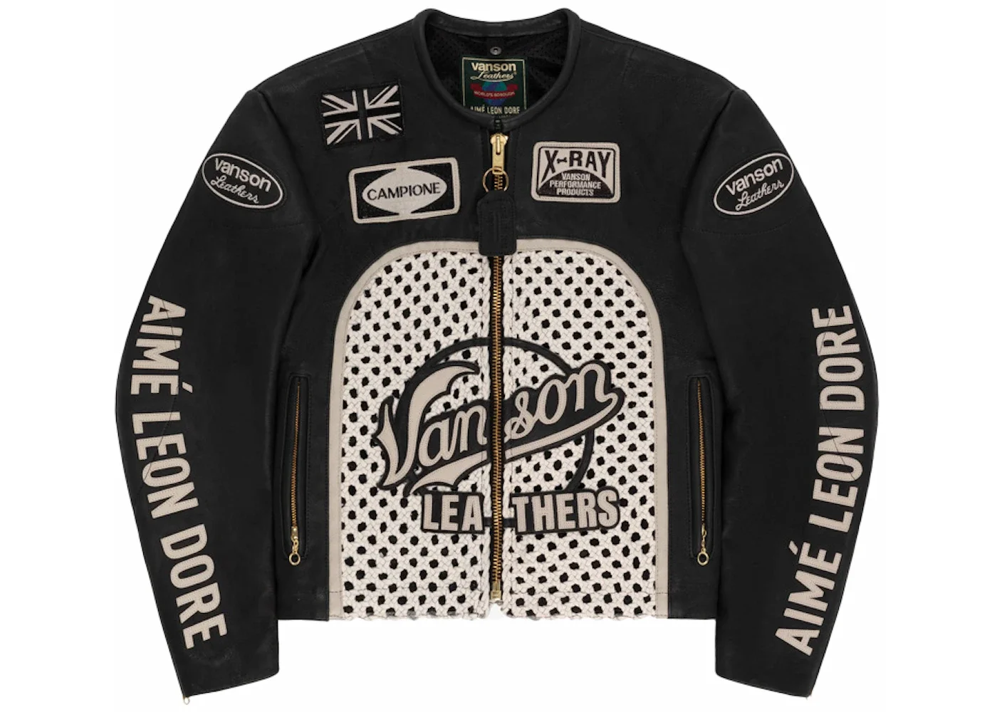 Aime Leon Dore Vanson Raffia Leather Jacket Black - 1