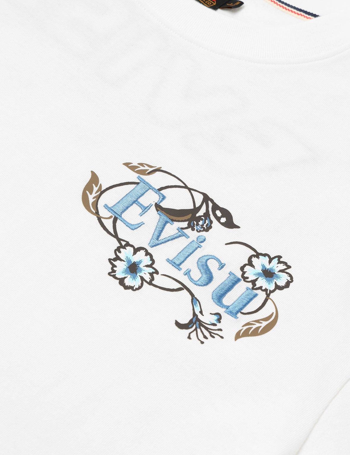 Floral Daicock and Logo Embroidery Loose Fit T-Shirt - 7
