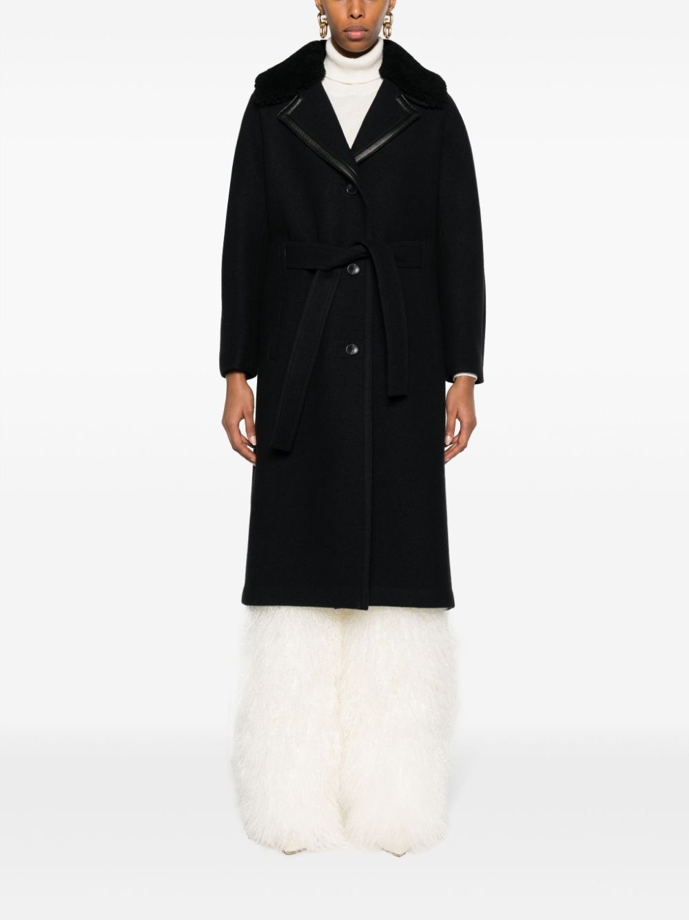 belted felted-wool coat - 2