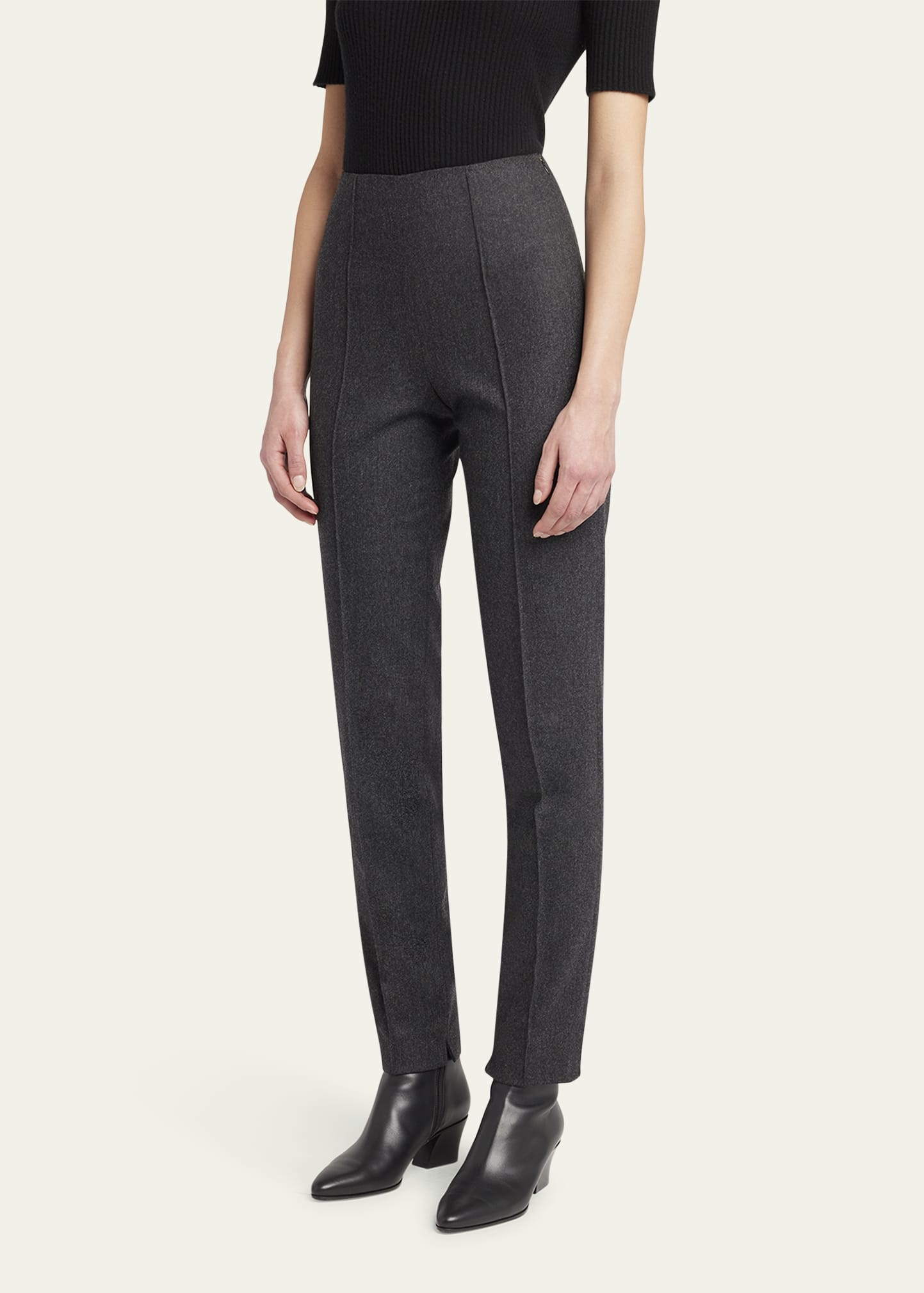 Cashmere Flannel Slim-Leg Ankle Trousers - 4